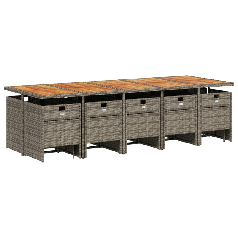 Set mobilier de grădină cu perne, 15 piese, gri, poliratan