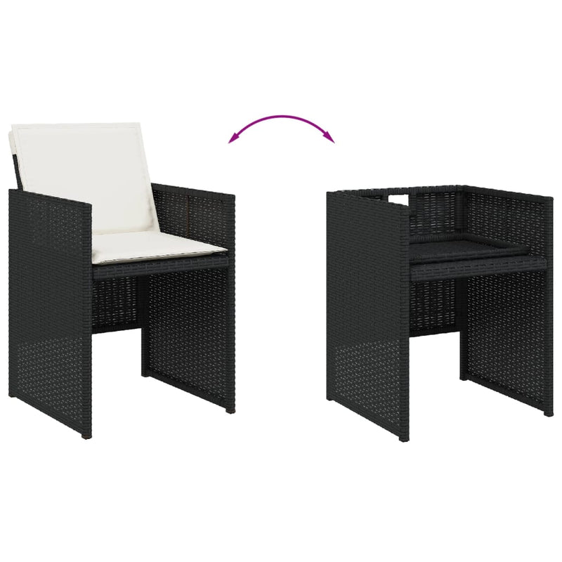 Set mobilier de grădină cu perne, 15 piese, negru, poliratan