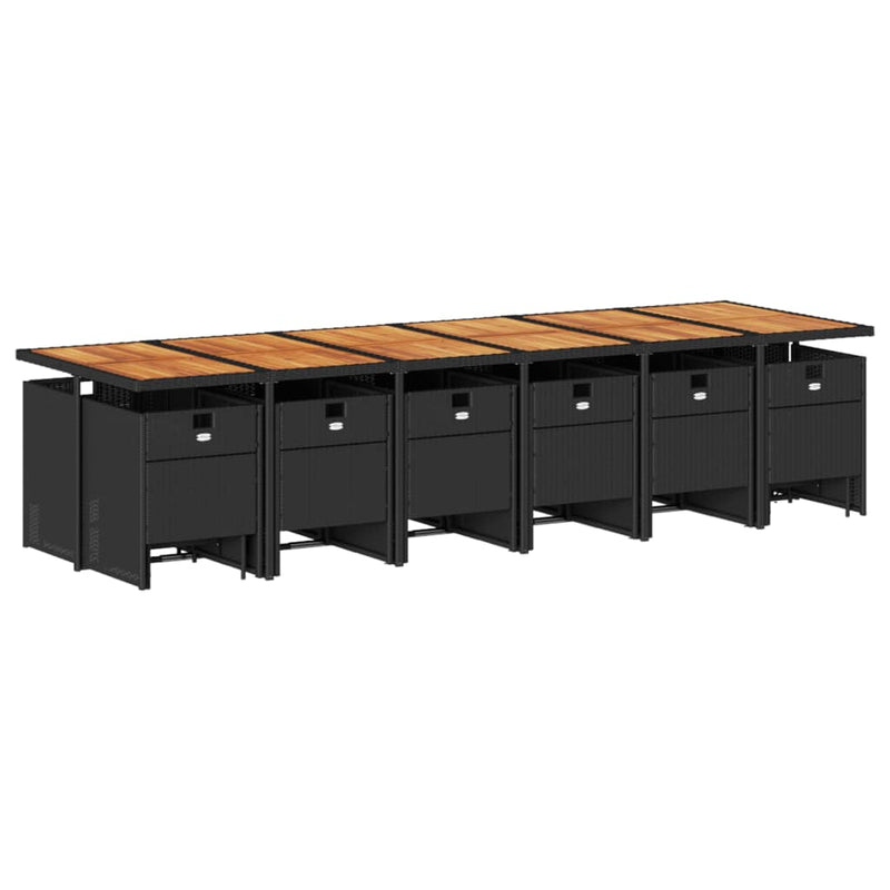 Set mobilier de grădină cu perne, 17 piese, negru, poliratan