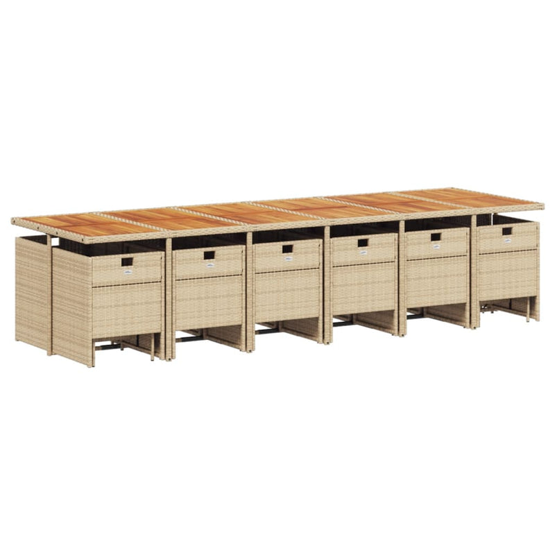 Set mobilier de grădină cu perne, 17 piese, bej, poliratan