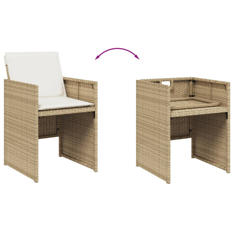 Set mobilier de grădină cu perne, 17 piese, bej, poliratan