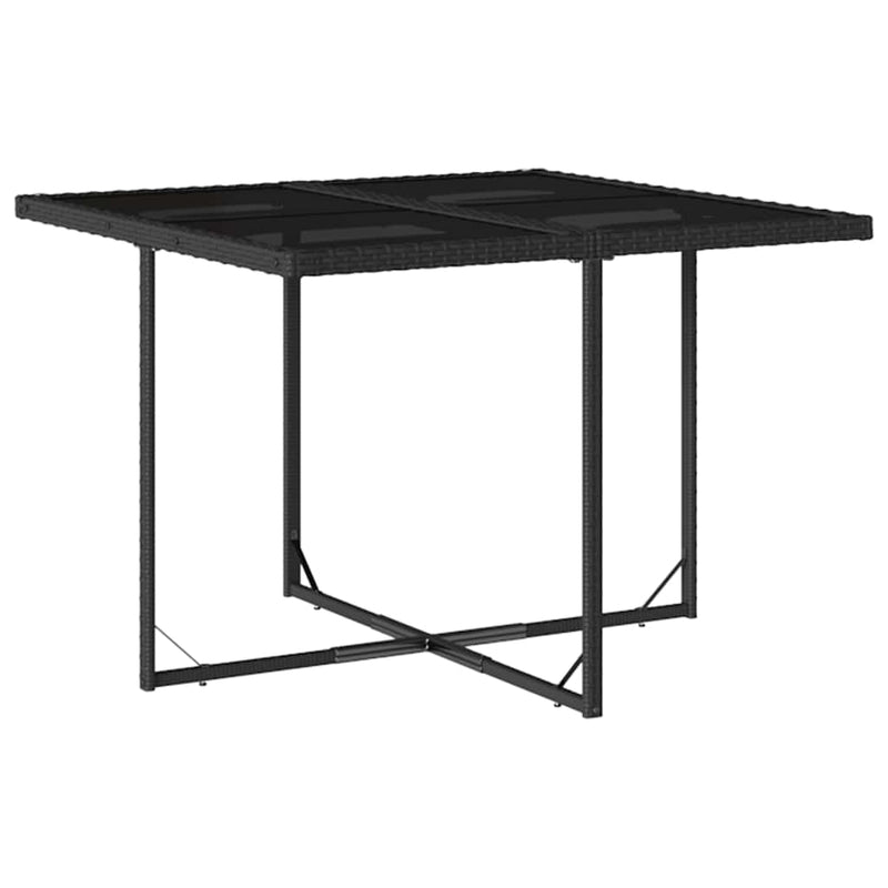 Set mobilier de exterior cu perne, 11 piese, negru, poliratan