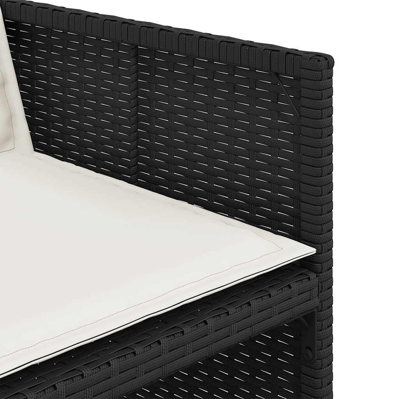 Set mobilier de exterior cu perne, 11 piese, negru, poliratan