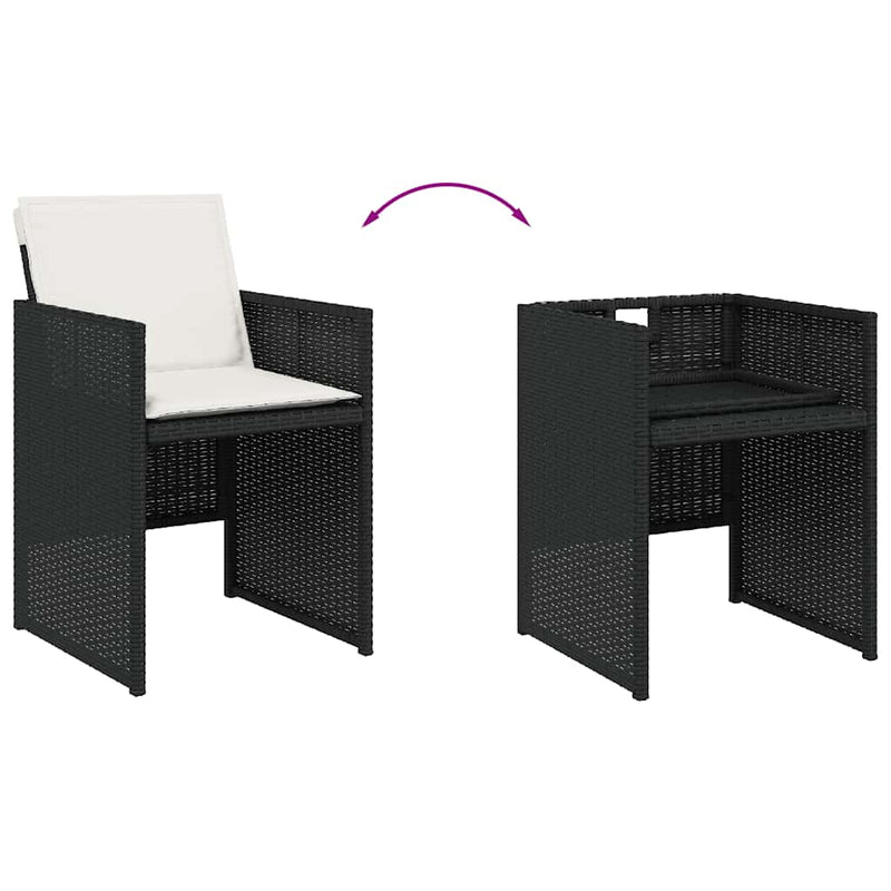 Set mobilier de grădină cu perne, 13 piese, negru, poliratan