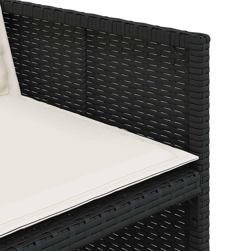 Set mobilier de grădină cu perne, 13 piese, negru, poliratan