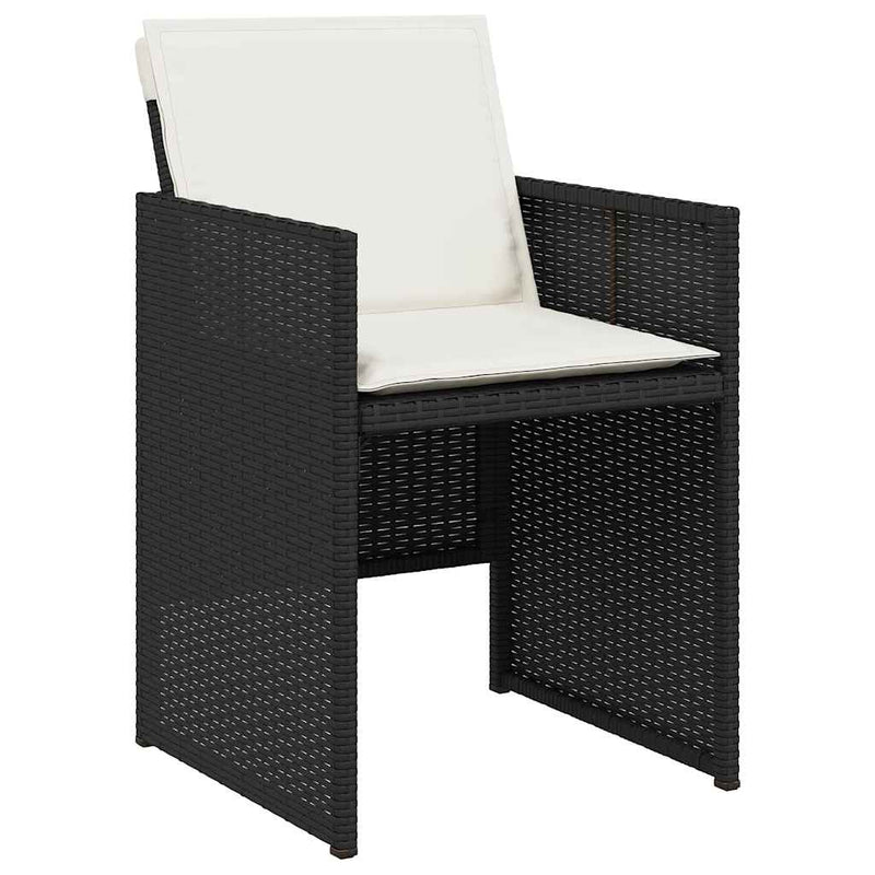Set mobilier de grădină cu perne, 13 piese, negru, poliratan