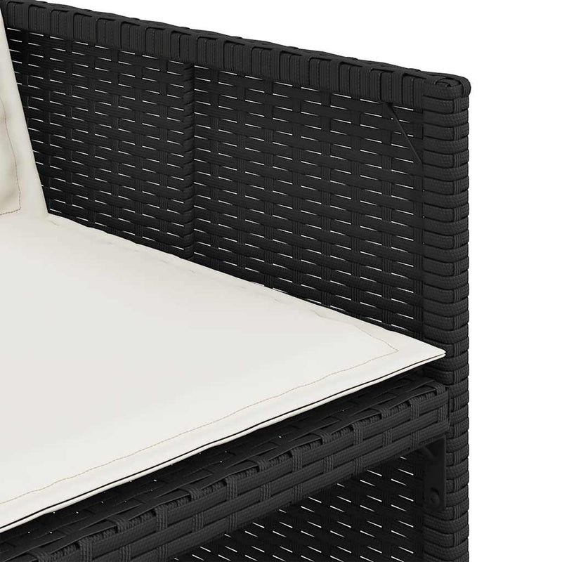 Set mobilier de grădină cu perne, 13 piese, negru, poliratan