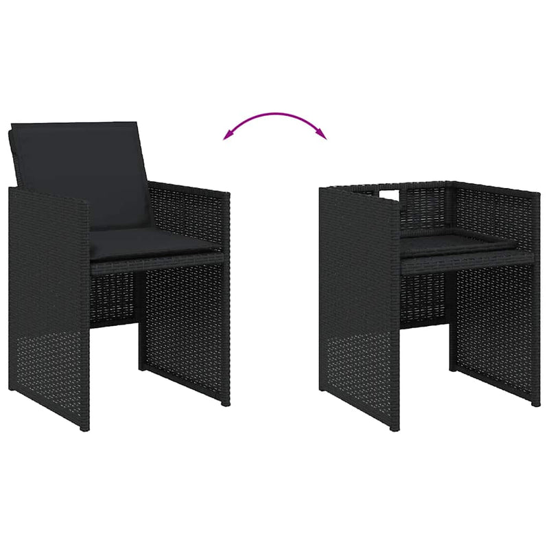 Set mobilier de grădină cu perne, 17 piese, negru, poliratan