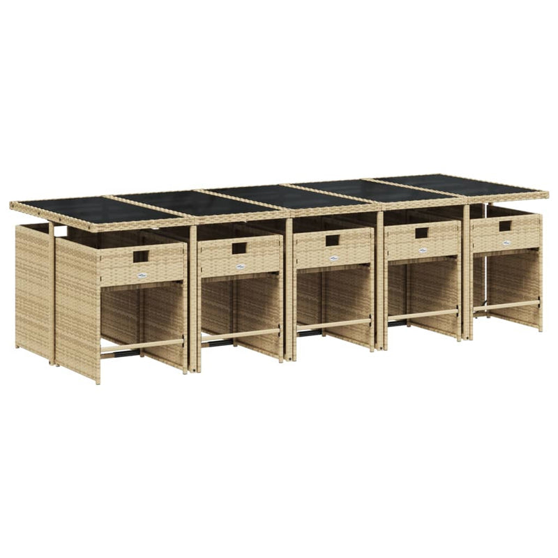 Set mobilier de grădină cu perne, 11 piese, bej, poliratan