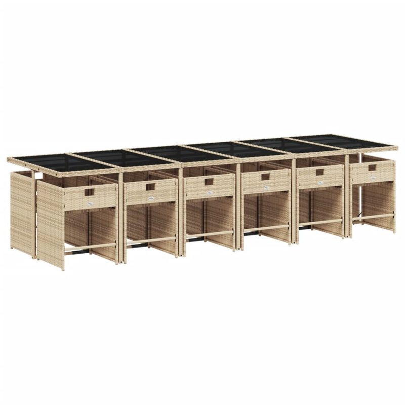 Set mobilier de grădină cu perne, 13 piese, bej, poliratan