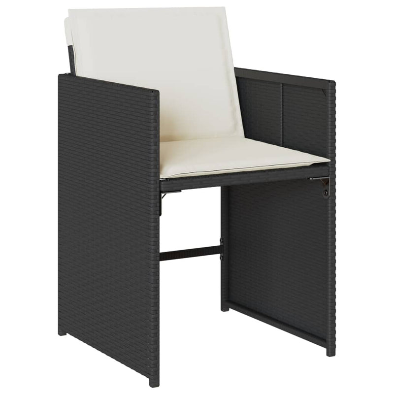 Set mobilier de exterior cu perne, 11 piese, negru, poliratan