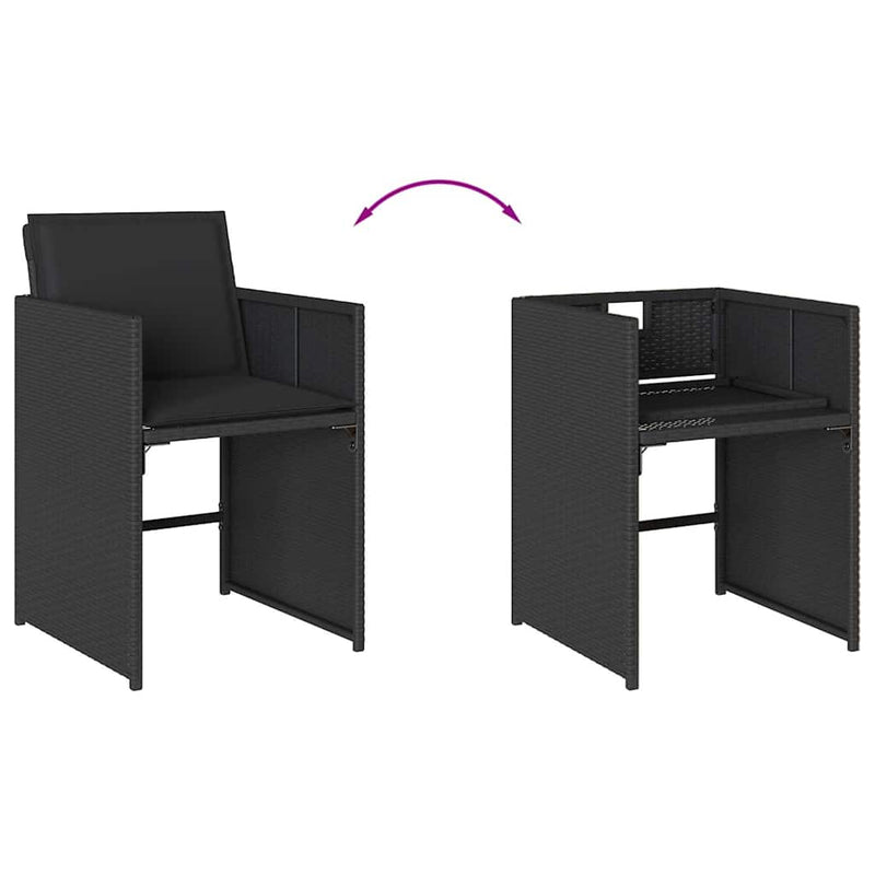 Set mobilier de grădină cu perne, 13 piese, negru, poliratan