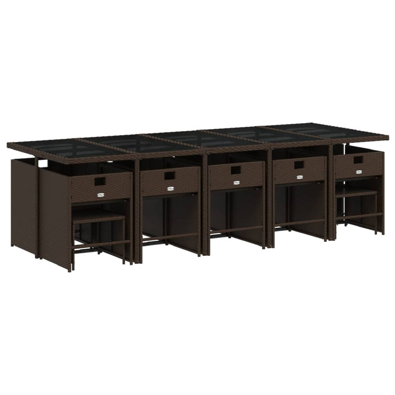 Set mobilier de grădină cu perne, 15 piese, maro, poliratan