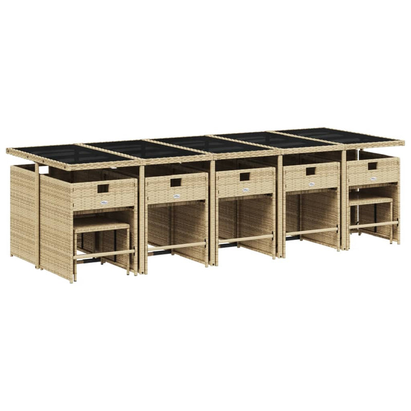 Set mobilier de grădină cu perne, 15 piese, bej, poliratan