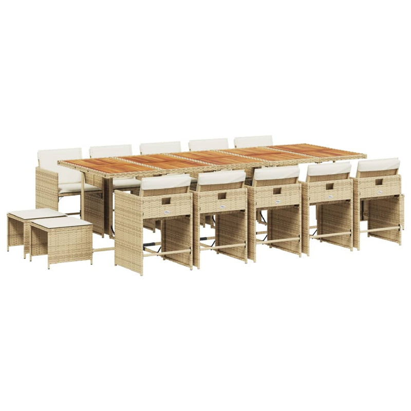 Set mobilier de grădină cu perne, 15 piese, bej, poliratan