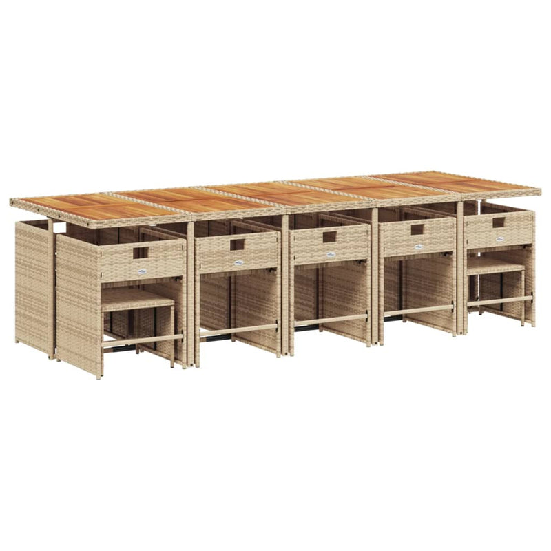 Set mobilier de grădină cu perne, 15 piese, bej, poliratan