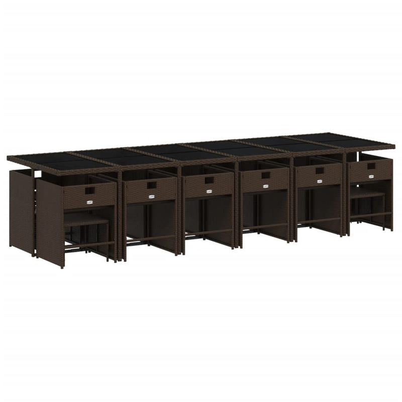 Set mobilier de grădină cu perne, 17 piese, maro, poliratan