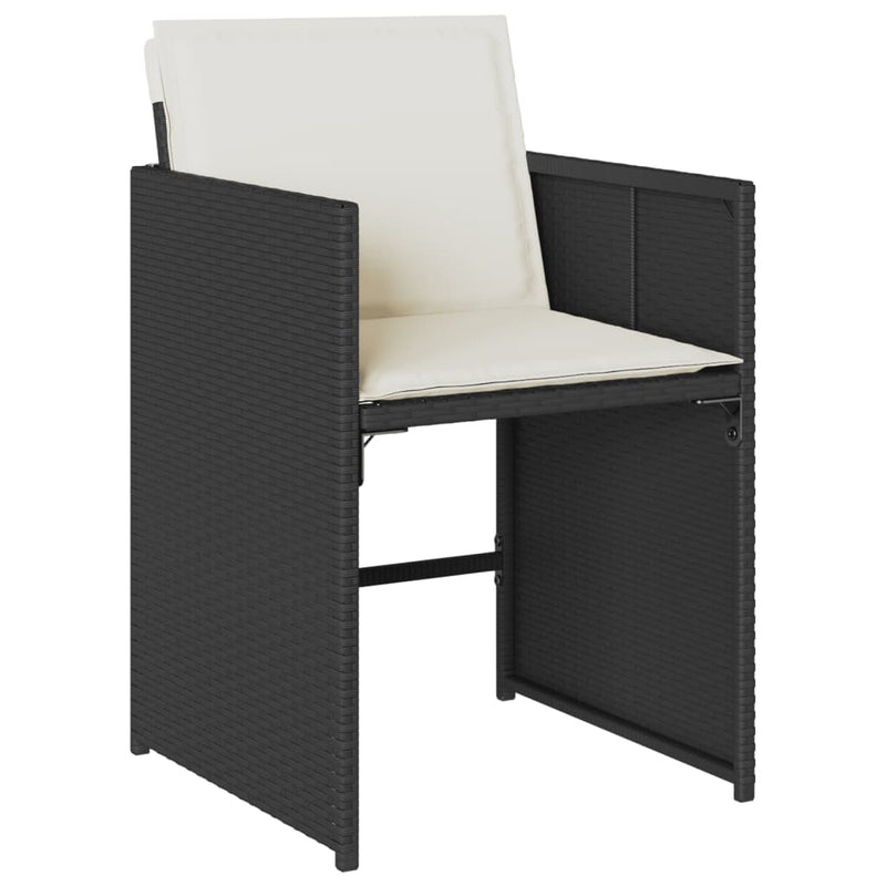 Set mobilier de grădină cu perne, 17 piese, negru, poliratan