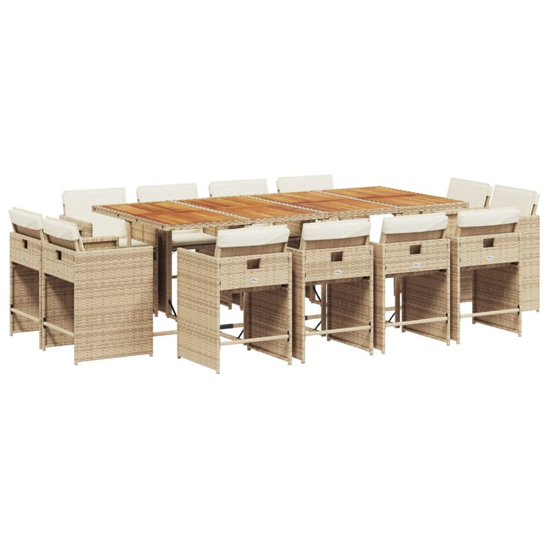 Set mobilier de grădină cu perne, 13 piese, bej, poliratan