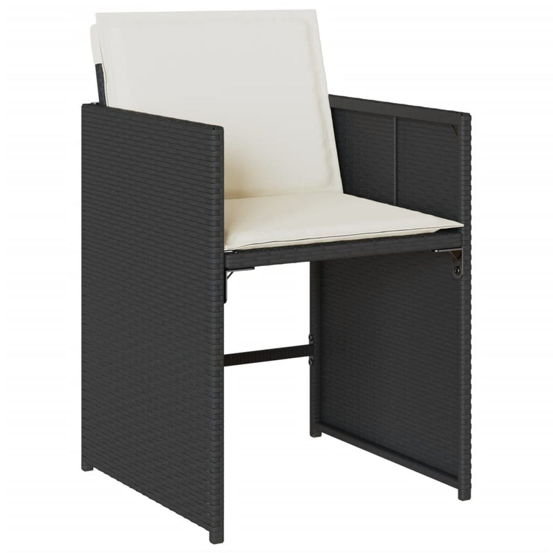 Set mobilier de grădină cu perne, 15 piese, negru, poliratan