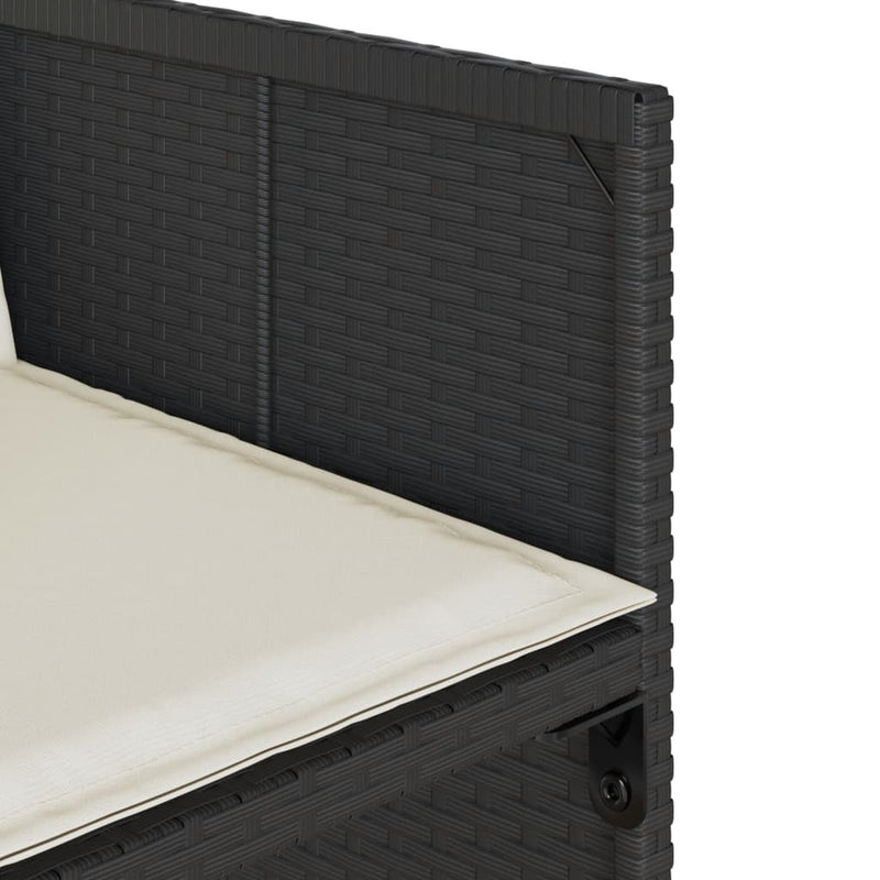 Set mobilier de grădină cu perne, 15 piese, negru, poliratan