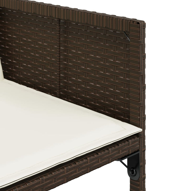 Set mobilier de grădină, 5 piese, cu perne, maro, poliratan