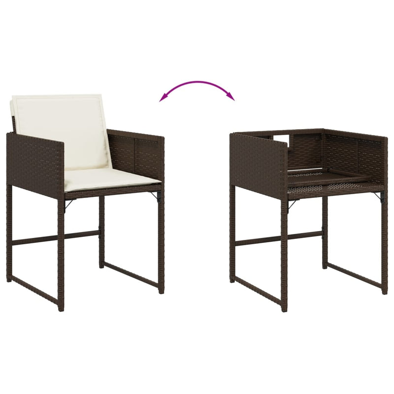Set mobilier de grădină, 5 piese, cu perne, maro, poliratan