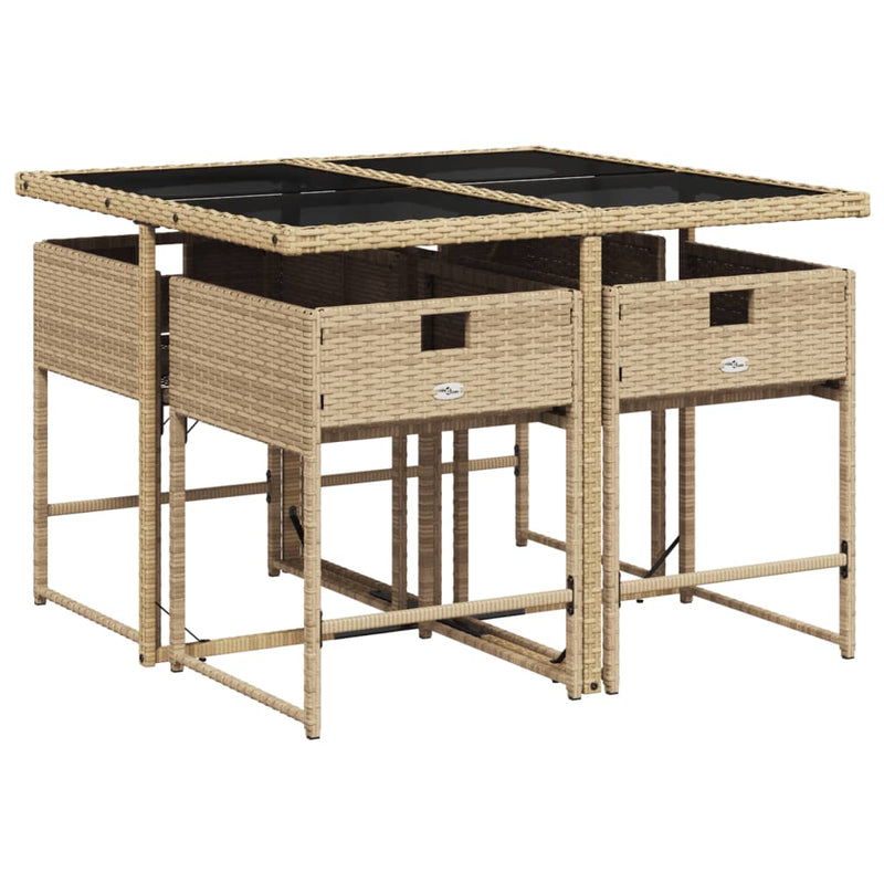 Set mobilier pentru grădină, 5 piese, cu perne, bej, poliratan