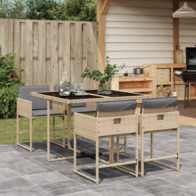 Set mobilier pentru grădină, 5 piese, cu perne, bej, poliratan