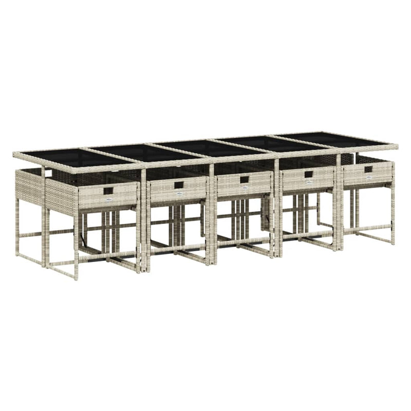 Set mobilier de grădină cu perne 11 piese gri deschis poliratan