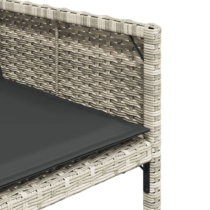 Set mobilier de grădină cu perne 11 piese gri deschis poliratan
