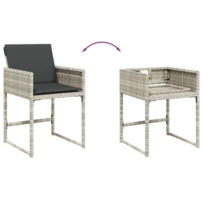 Set mobilier de grădină cu perne 11 piese gri deschis poliratan