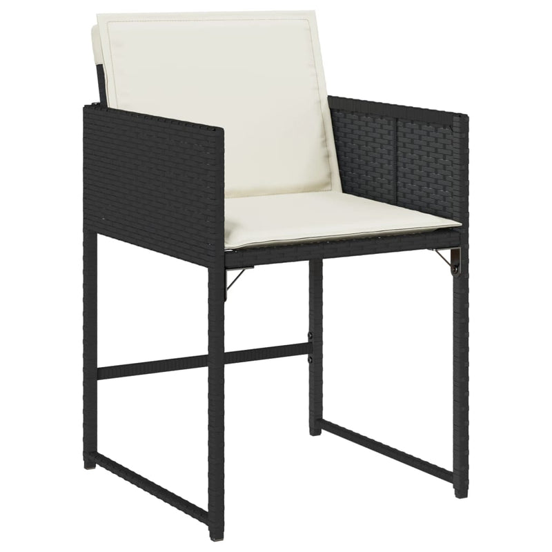 Set mobilier de exterior cu perne, 11 piese, negru, poliratan