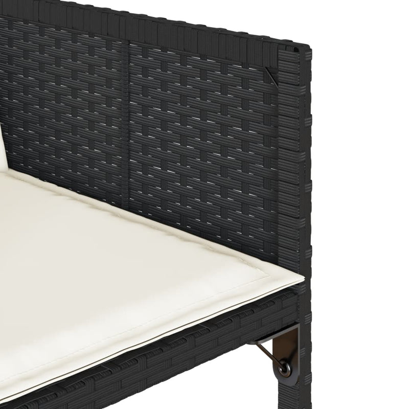 Set mobilier de exterior cu perne, 11 piese, negru, poliratan