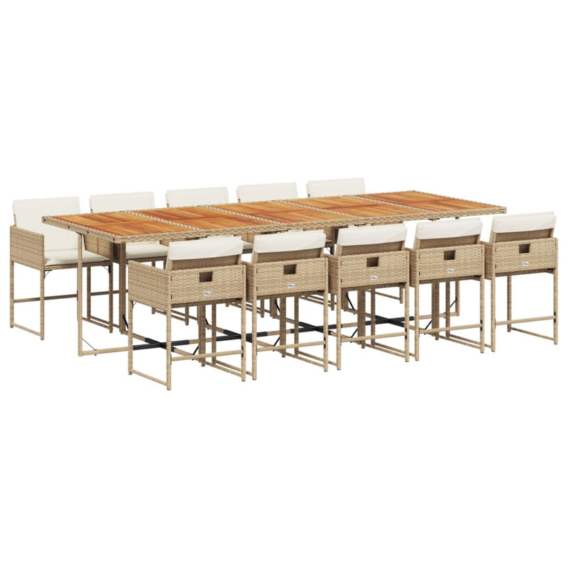 Set mobilier de grădină cu perne, 11 piese, bej, poliratan