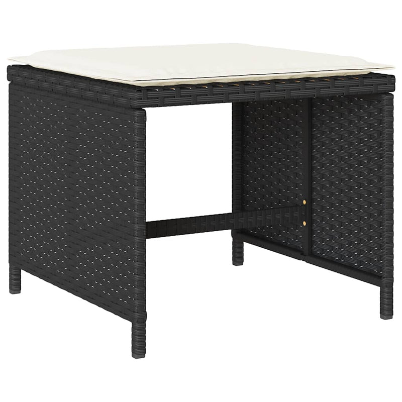 Set mobilier de exterior cu perne, 11 piese, negru, poliratan