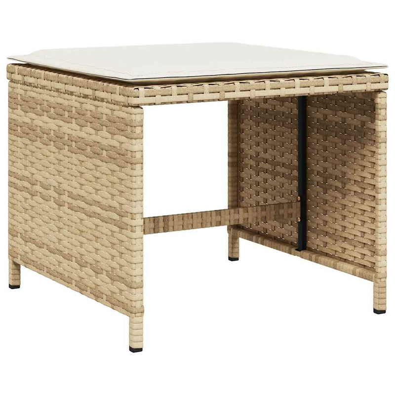 Set mobilier de grădină cu perne, 11 piese, bej, poliratan