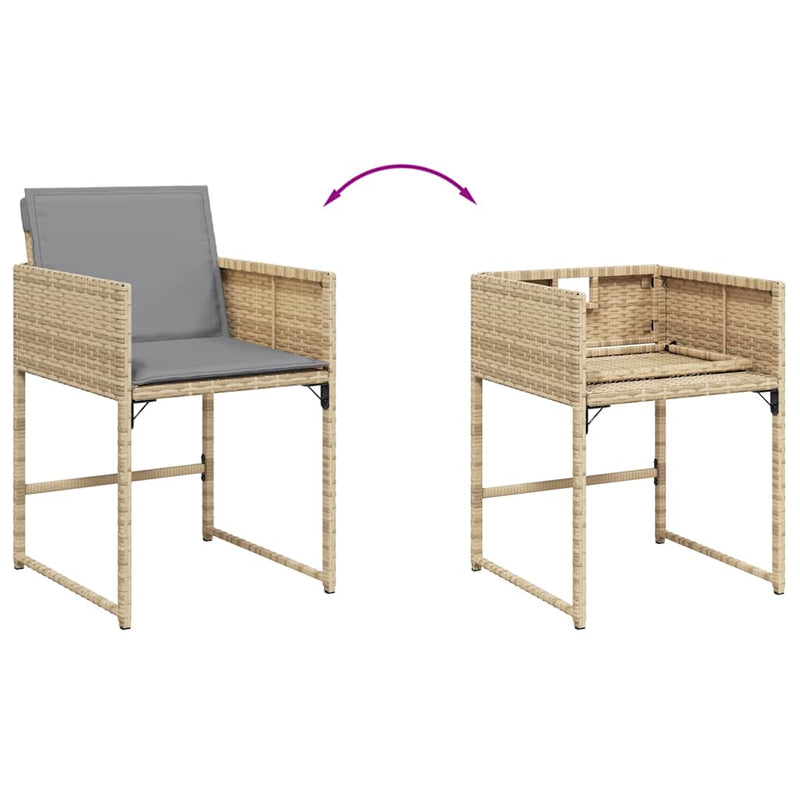 Set mobilier grădină cu perne, 15 piese, bej combinat poliratan