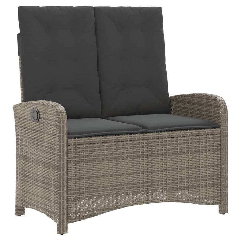 Set mobilier de grădină cu perne, 4 piese, gri, poliratan