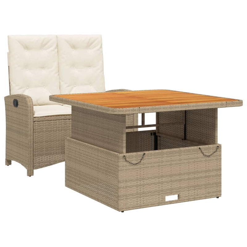 Set mobilier de grădină, 2 piese, cu perne, bej, poliratan