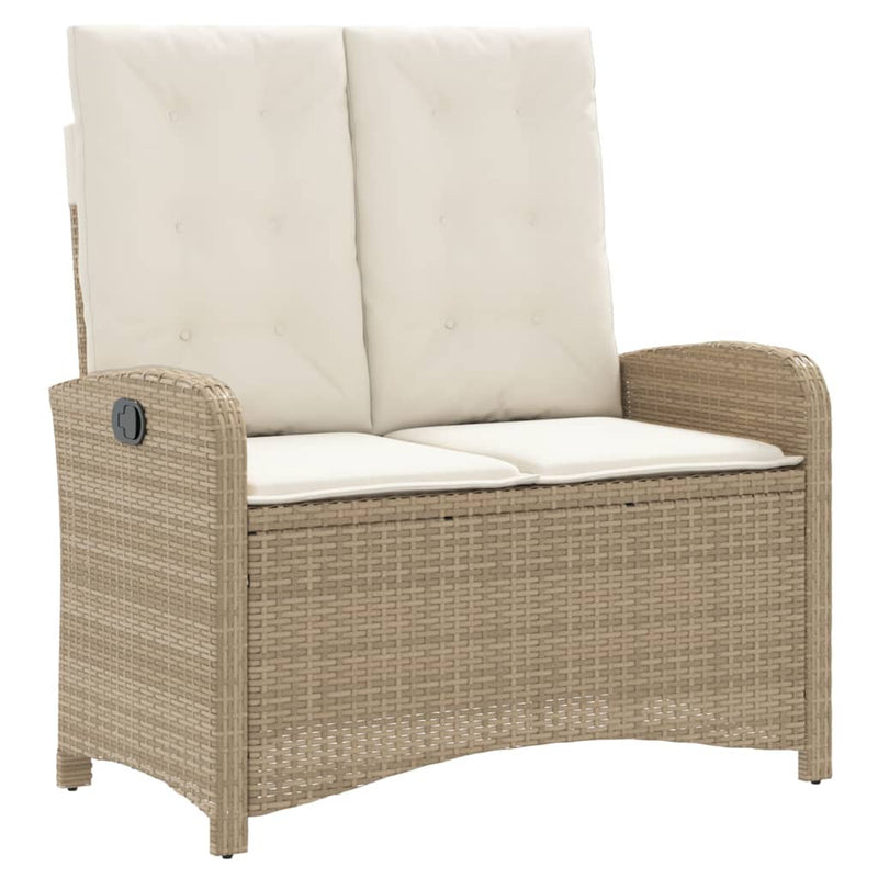Set mobilier de grădină, 2 piese, cu perne, bej, poliratan