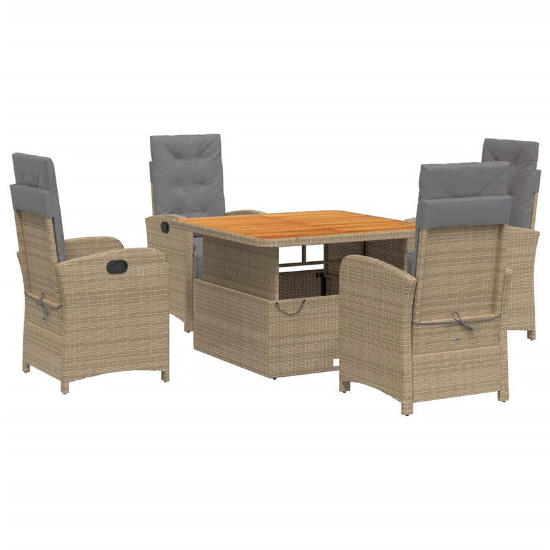 Set mobilier de grădină cu perne, 5 piese, bej, poliratan