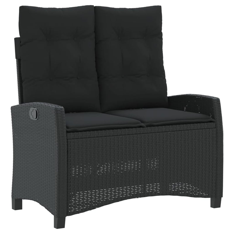 Set mobilier de grădină cu perne, 4 piese, negru, poliratan