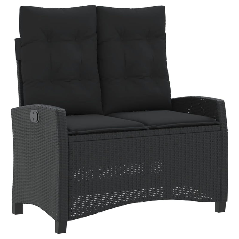 Set mobilier de grădină cu perne, 4 piese, negru, poliratan