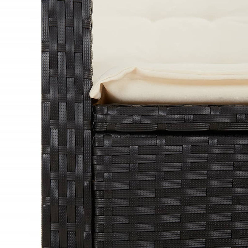 Set mobilier de grădină cu perne, 2 piese, negru, poliratan