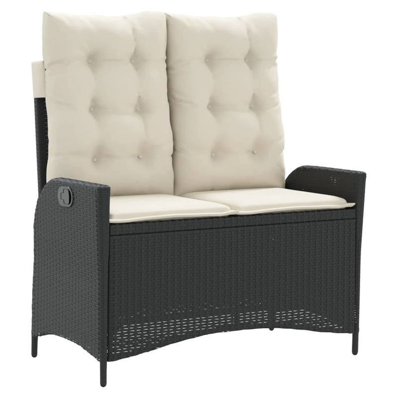 Set mobilier de grădină cu perne, 4 piese, negru, poliratan