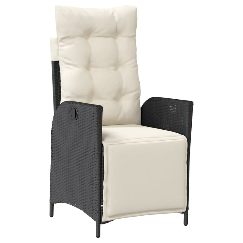 Set mobilier de grădină cu perne, 4 piese, negru, poliratan