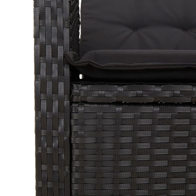 Set mobilier de grădină cu perne, 2 piese, negru, poliratan
