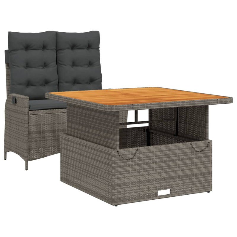 Set mobilier de grădină cu perne, 2 piese, gri, poliratan