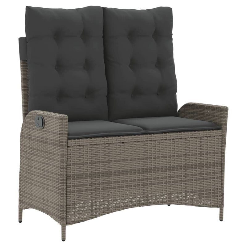 Set mobilier de grădină cu perne, 2 piese, gri, poliratan